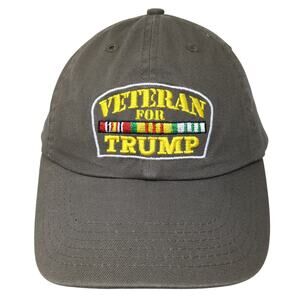 Veteran For Trump Slideback Hat Brown One Size Adjustable Embroidered